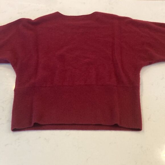 Vintage Katherine Kelly 100% cashmere Burgundy Red Short Dolman Sleeve Sweater M - Picture 7 of 7